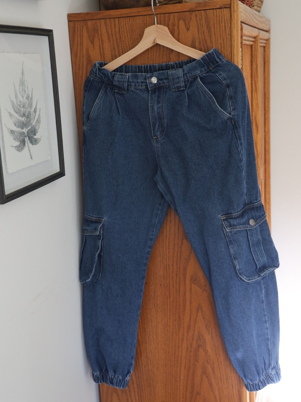 Fashion Nova Y2K Denim Cargo Joggers • Elastic Waist • Size M